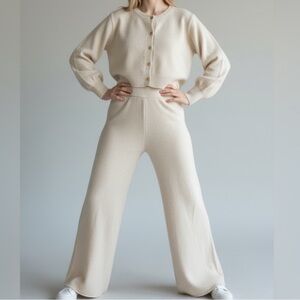 NEW SET! Cream Wide Leg pants & matching top